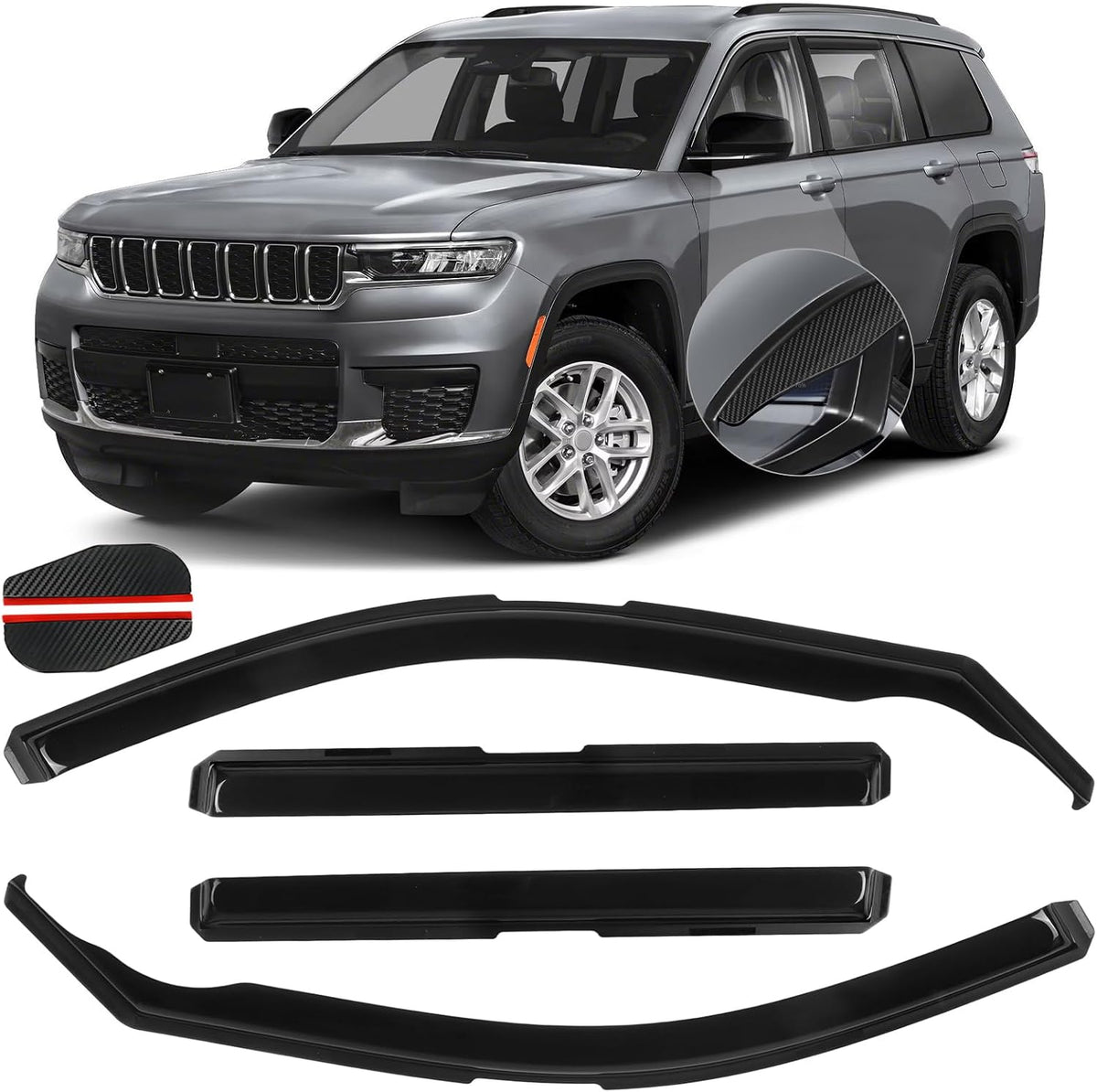 in Channel Rain Guards for 2021 2022 2023 2024 2025 Jeep Grand Cherokee L