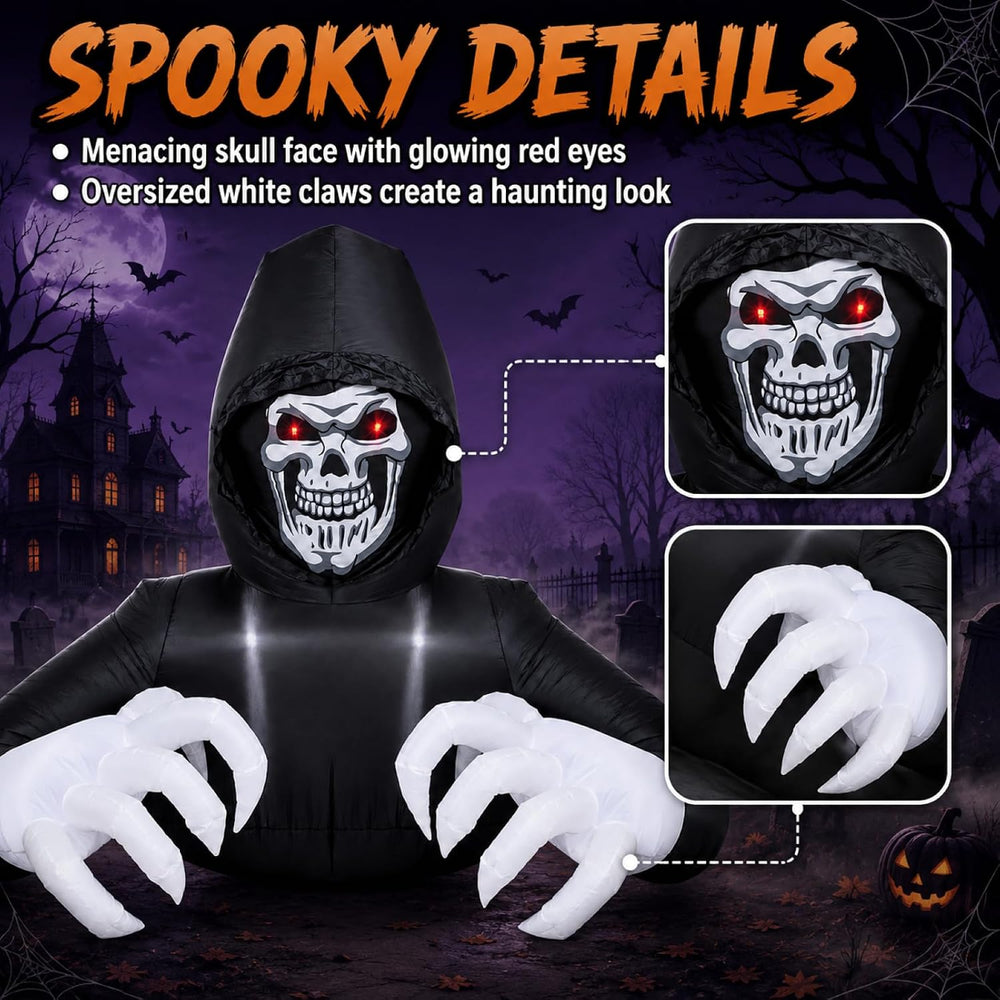 Buheco Inflatable Halloween Decorations Outside Grim Reaper 6FT Giant Scary B...