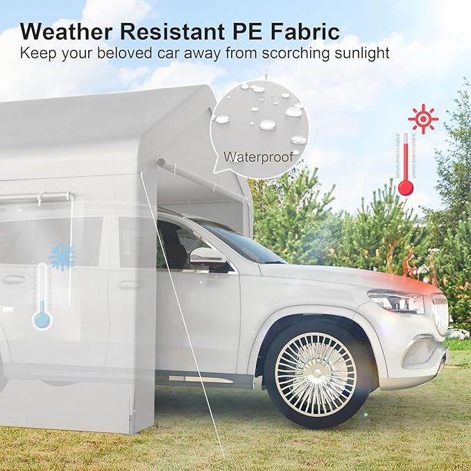 Carport 10x20 Ft, 120 LBS Heavy Duty Car Canopy, Portable Garage - Image 2