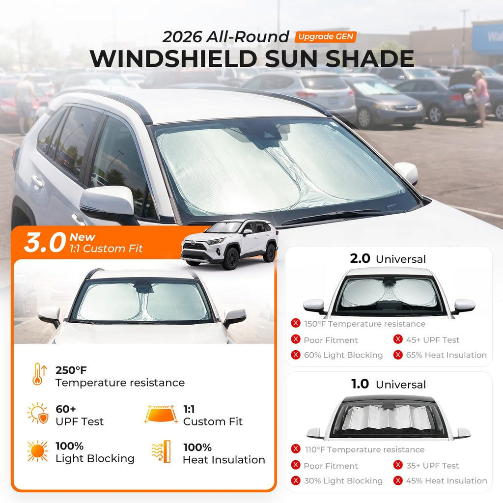 [2026 Upgraded] DooGooCoo Windshield Sun Shade for Honda CRV 2023-2025 2026 [Cooling Ice-Crystal, 100% Sun Blocked] Car Sun Shade Windshield for Honda CRV Sun Shade, Custom Fit for CR-V.