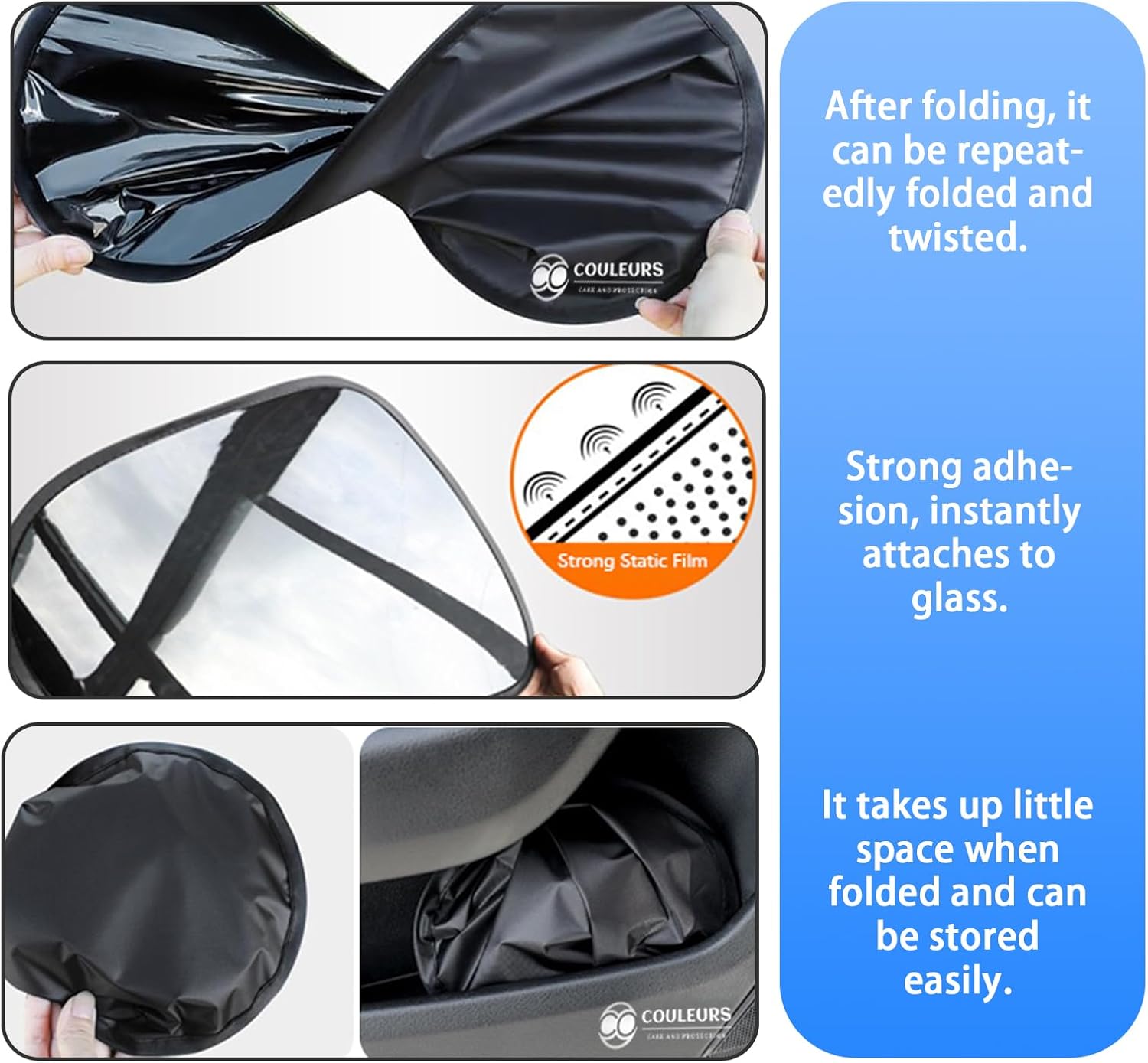 Car Window Shade 4 Pack, Magnetic Sun Blocker with Static Suction, 99% UV Protection, Universal Fit for Sedan MPV SUV Truck, Front and Rear Windows