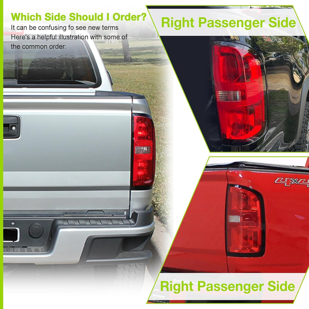 Chevrolet Colorado Rear Tail Light Assembly, Right Passenger Side | Compatible With 2015-2022, Halogen Type, Includes Bulbs, Includes Harness
