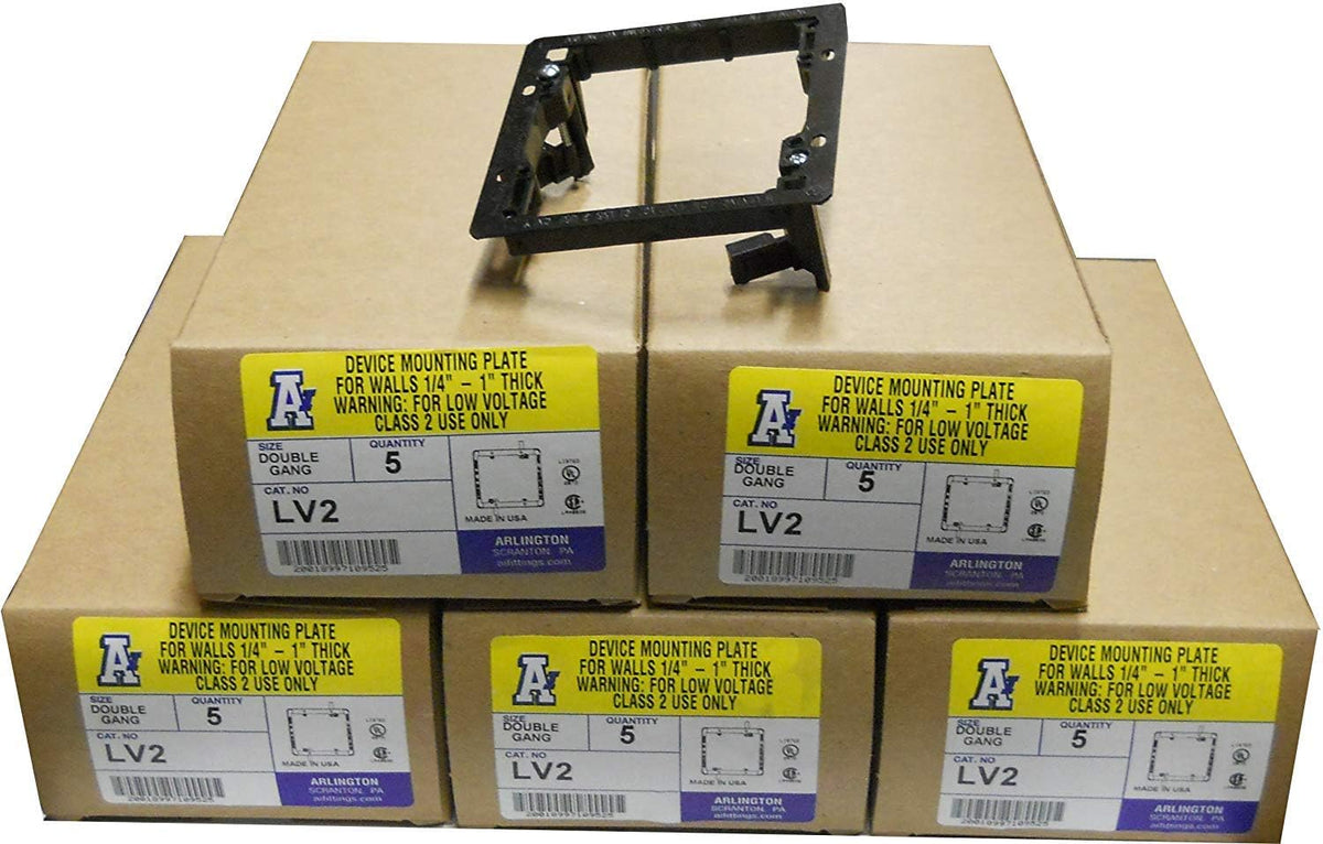 arlington lv2 low voltage mounting bracket, 2-gang, black, main product view