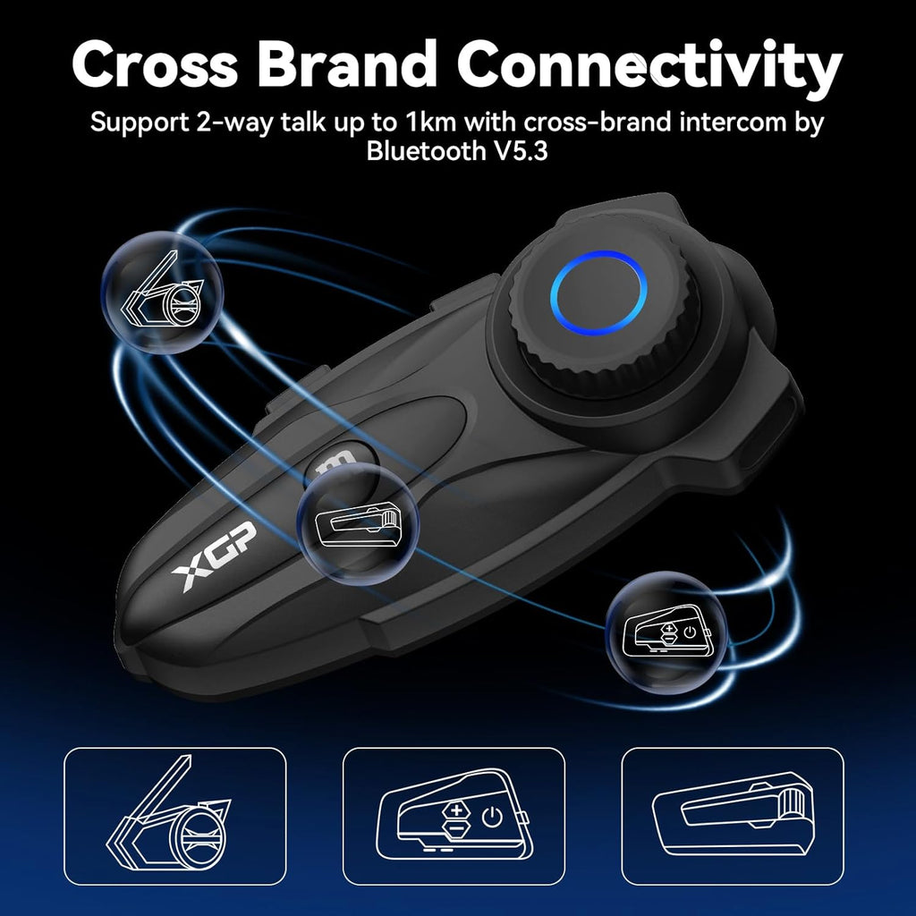 xgp x10 10 riders group mesh motorcycle intercom, front angle view