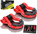 AUTOBOTS Bow Shackles 3/4" D Ring Shackle (2 Pack), 48,000Ib Break Strength with 7/8" Pin, 2 Isolator and 4 Washers Kit for Offroad Vehicle Truck Recovery Red