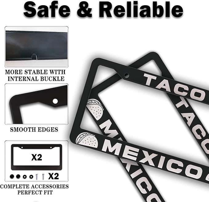 License Plate Frames Multicolor Automotive Exterior Accessories Taco Mexico - Image 4
