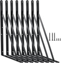 8 Pack L16 x H 10" Black Heavy Duty Shelf Brackets