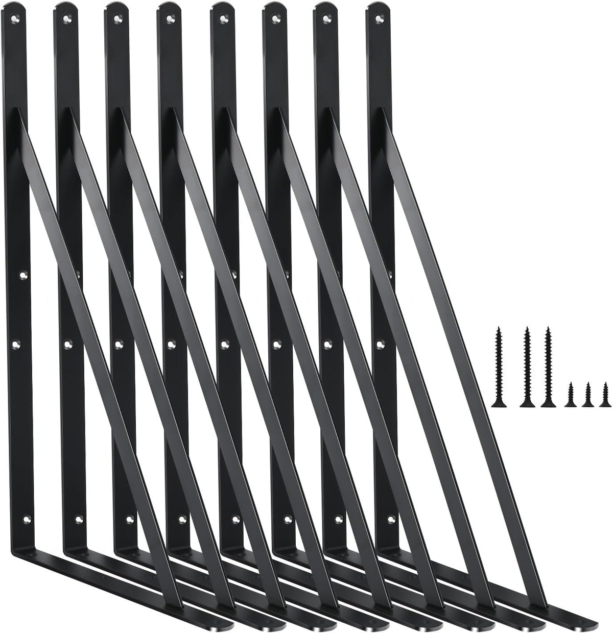 8 Pack L16 x H 10" Black Heavy Duty Shelf Brackets