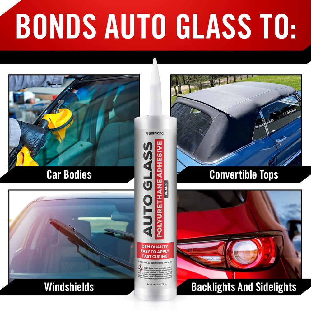 [2 Pack] Polyurethane Windshield Adhesive — Fast Curing Urethane Auto Glass G...