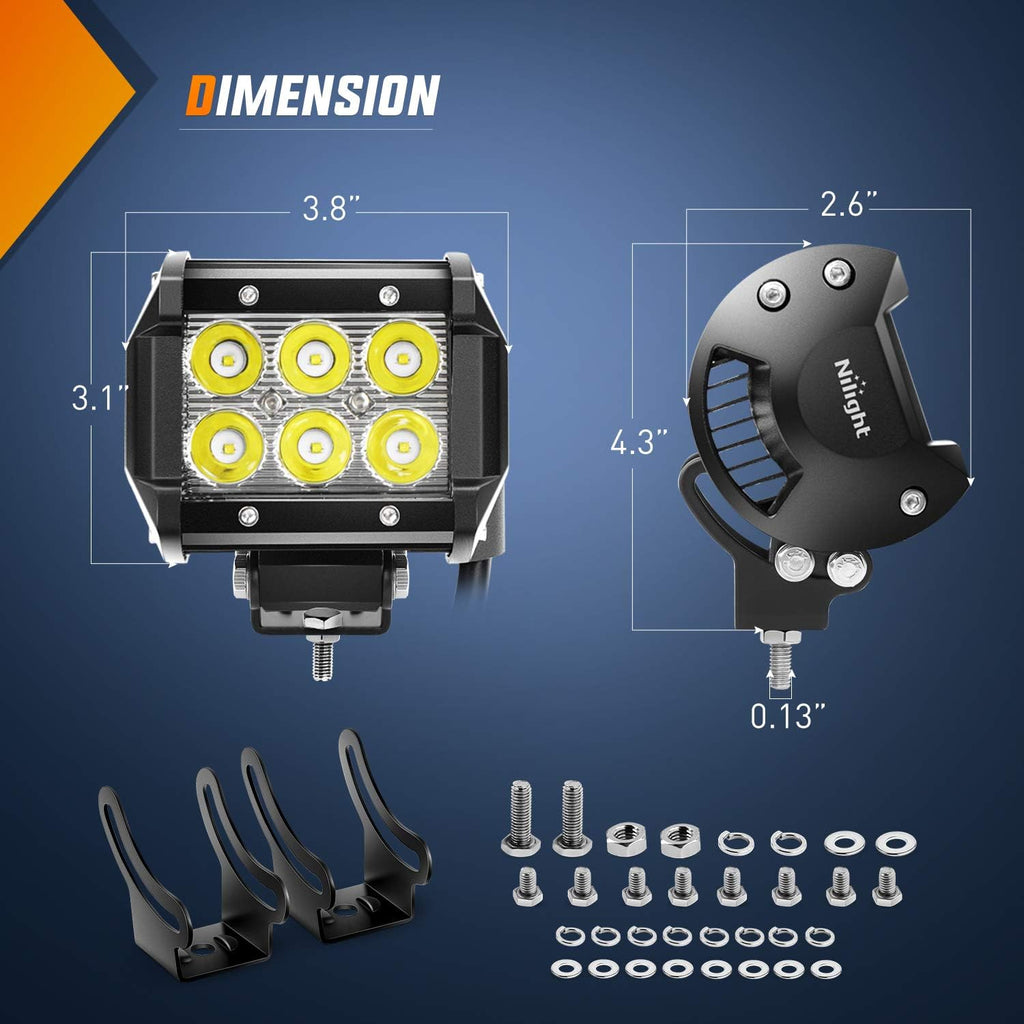 nilight - ni 06a-18w led light bar 8pcs shown in use