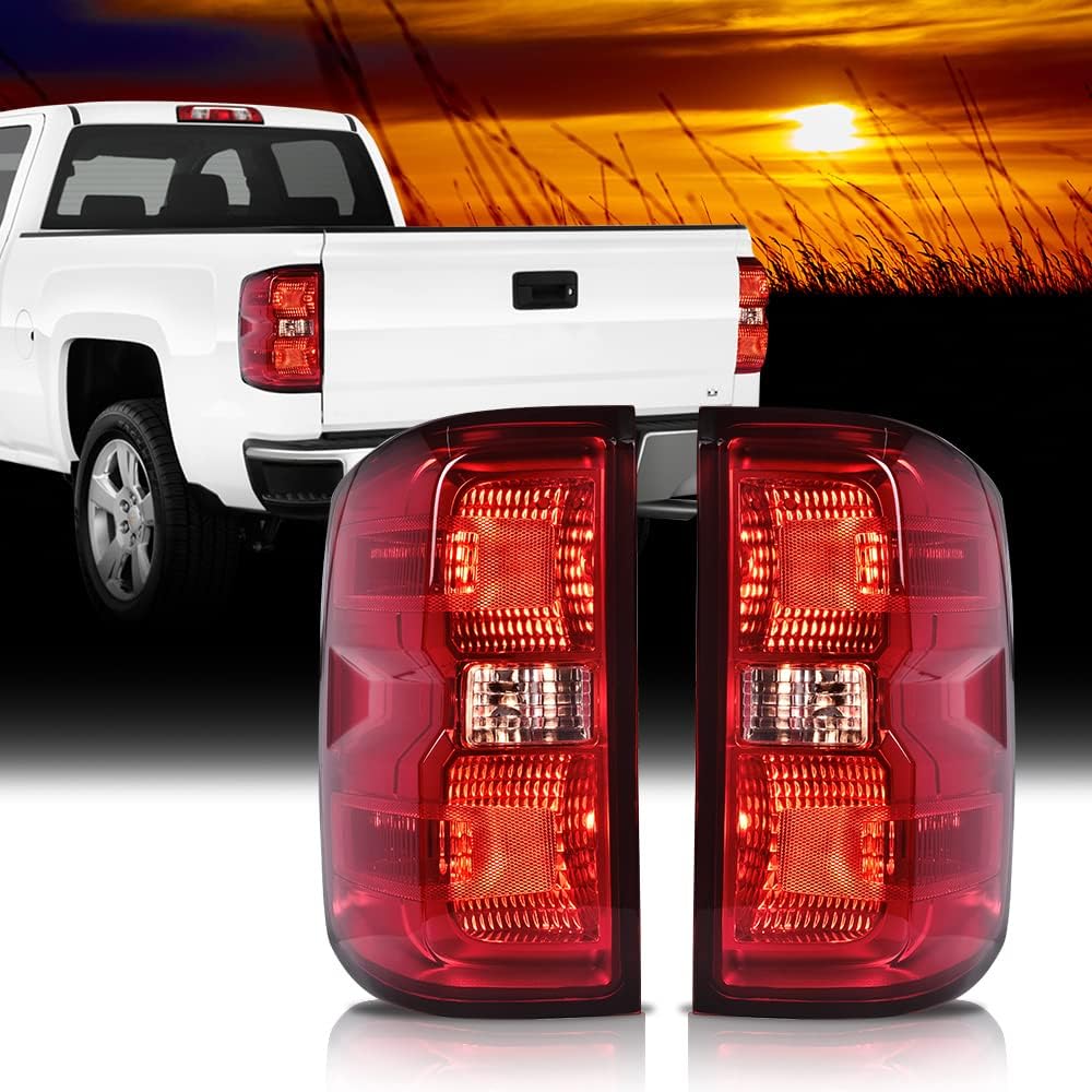 G-PLUS Tail Light Assembly w/Wiring Harness Fit For 2016 2017 2018 2019 Chevy Silverado 1500 2500 HD/GMC Sierra 3500 HD Tail Brake Lamps GM2800261 GM2801261 Luces Traseras,Faros Traseros Red Lens