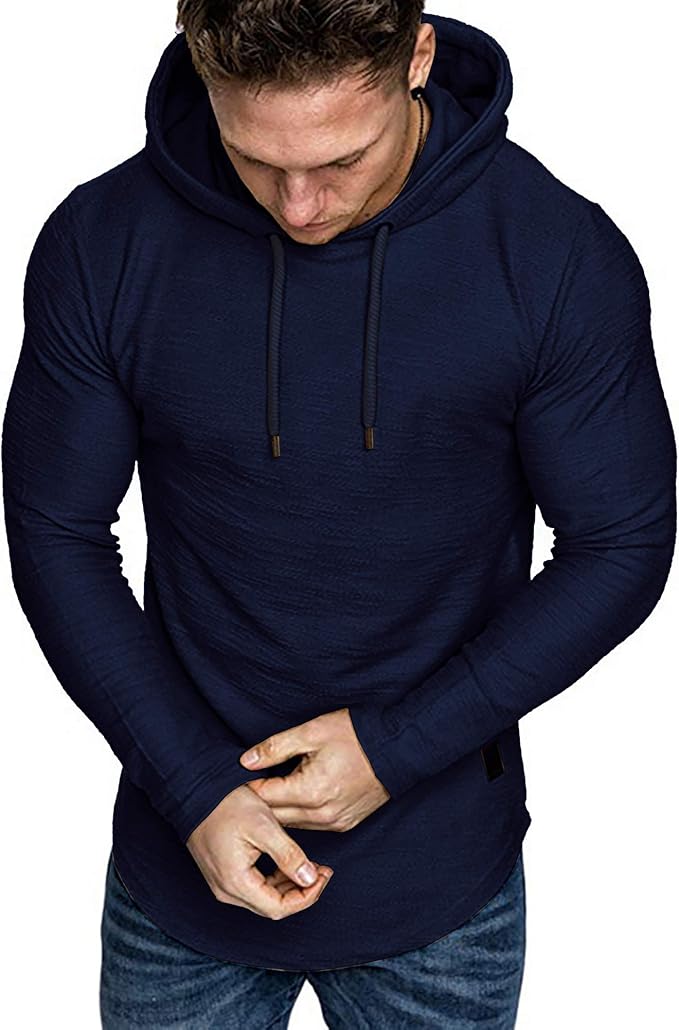 Lexiart Mens Fashion Athletic Hoodies Sport Sweatshirt Solid Color Fleece - Image 2