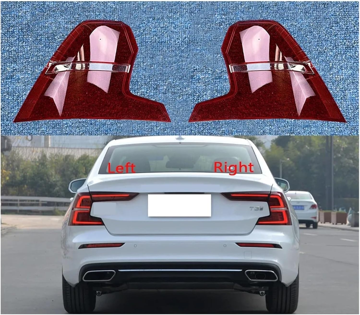 Compatible For Volvo S60 2020-2024 For Car Rear Taillight Shell Brake Lights Shell Replacement Auto Rear Shell Cover Mask Lampshade(Outside Left)