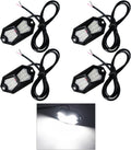 Led Rock Lights White 4 Pods 18LEDs 210 Degree Wide Angle IP68 Waterproof Aluminum Housing Underglow Underbody Lights 12v 24V for Truck UTV ATV Camper (4 Pods)