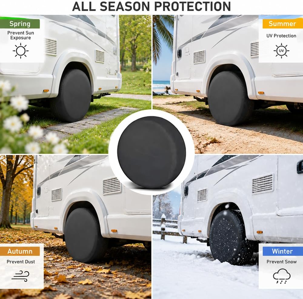 4 pcs RV Tire Covers for Grand Design Momentum 2013-present, Heavy Duty Wheel Covers Fits Motorhome & Trailer Tires Outdoor Parking Storage Sun Rain Snow Dust Easy Fit