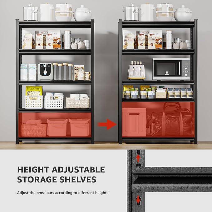 84" H x 47.24" W 5 Tier Metal Garage Shelves, 3000 LBS Adjustable Storage - Image 5