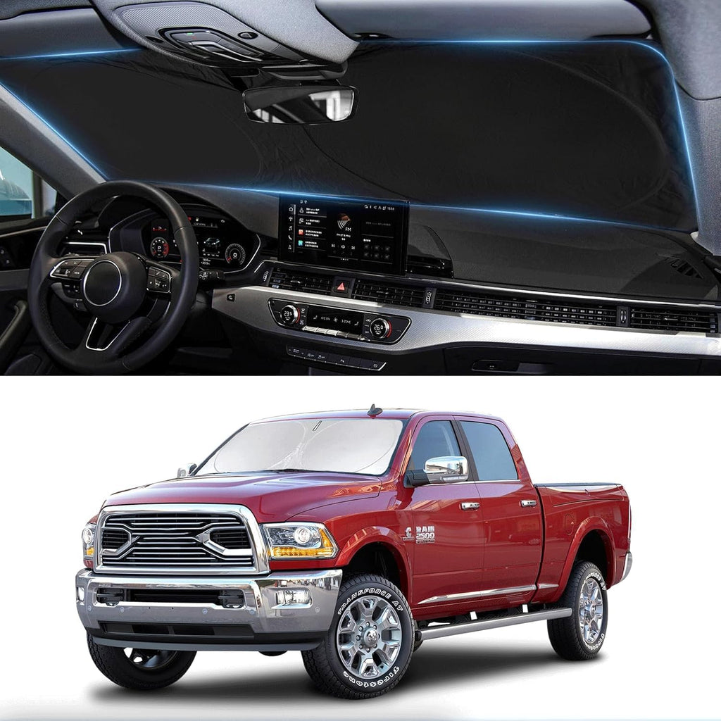 for Dodge RAM 2019-2025 2026 - Sunshade for Ultimate Heat & UV Protection, Foldable Front Windshield Sun Shade for RAM1500 2Dr RegularCab 4Dr QuadCab CrewCab MegaCab Pickup Sun Visor Car Accessories