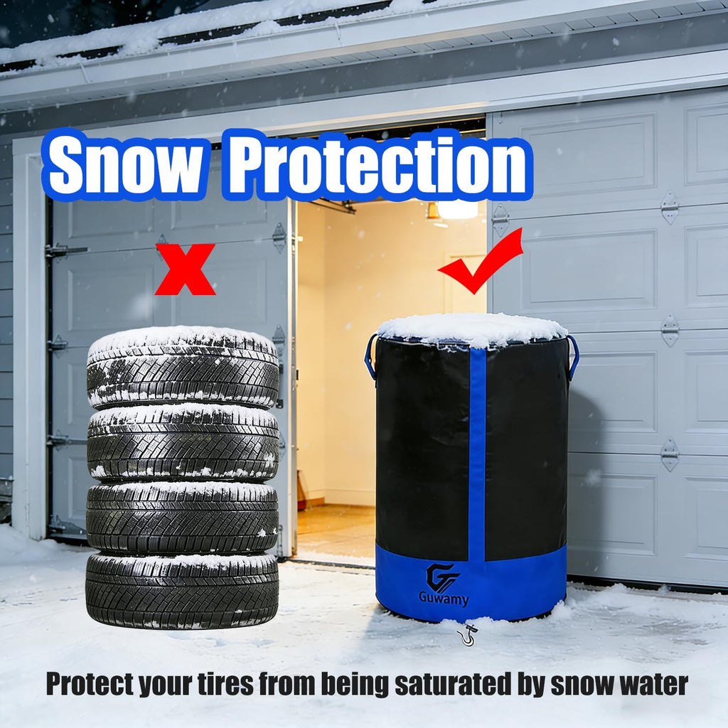 Waterproof Tire Storage Cover – Dust-Proof, Universal Tire Stack Cover for Up to 35" Diameter Tires | Black/Blue Two-Tone Design