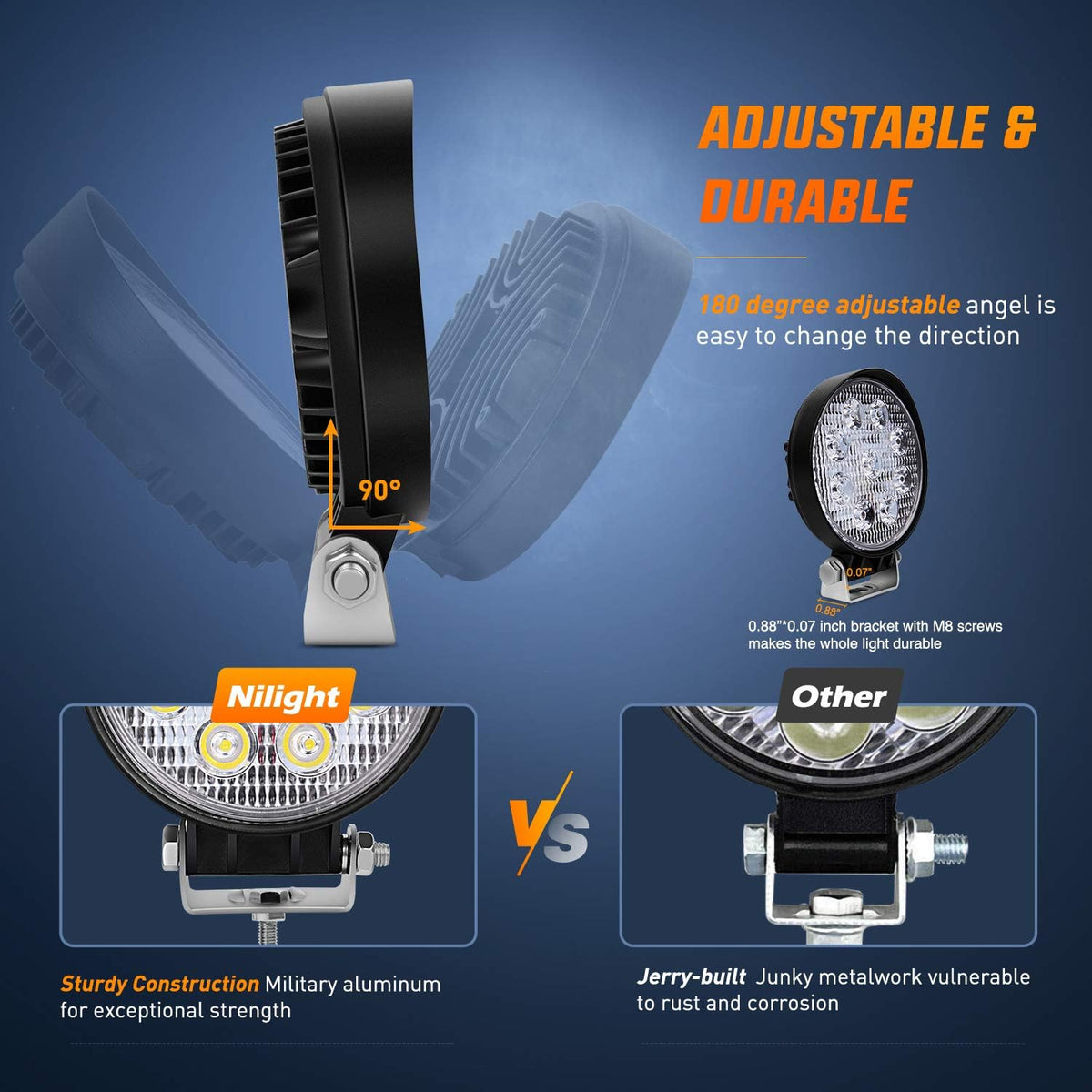 nilight 4.5 inch round 27w spot led work, package contents