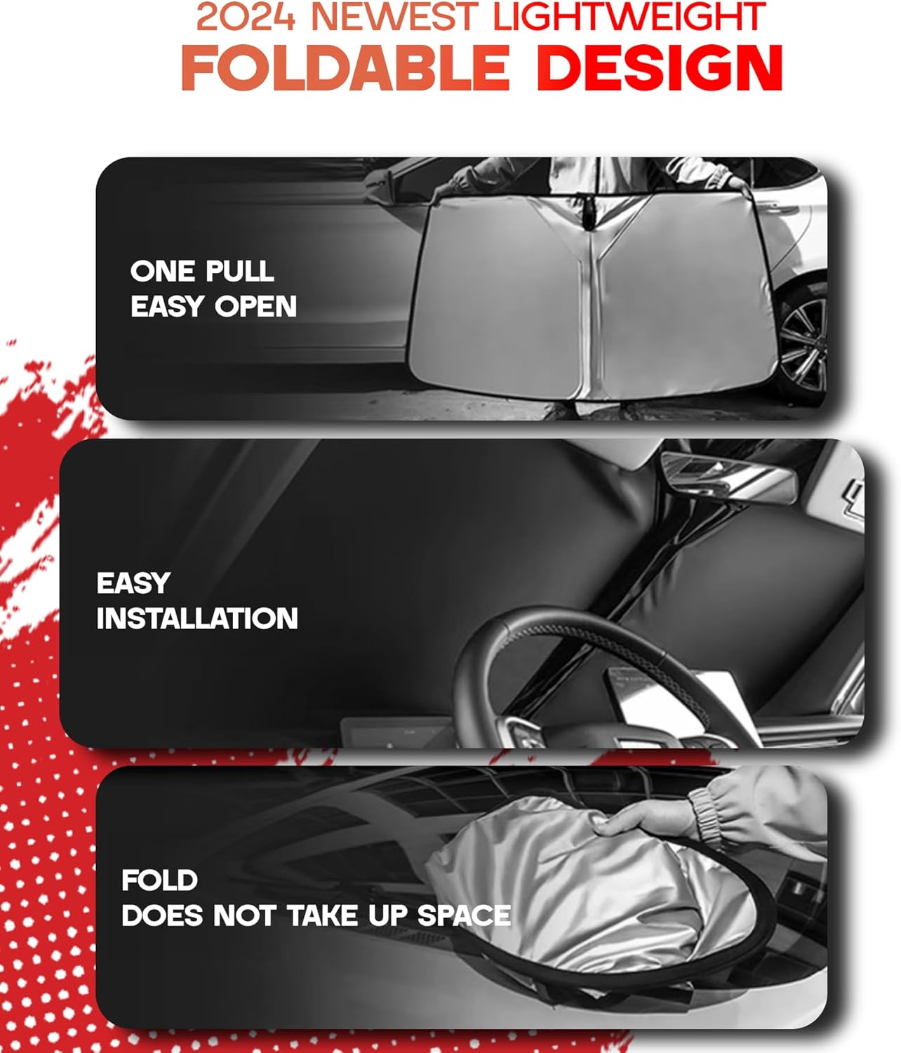 Rogierra Windshield Sun Shade for Ford Super Duty F250 F350 F450 F550 2017-2022 Accessories Foldable Front Window Sun Shade Shield Protector Silver