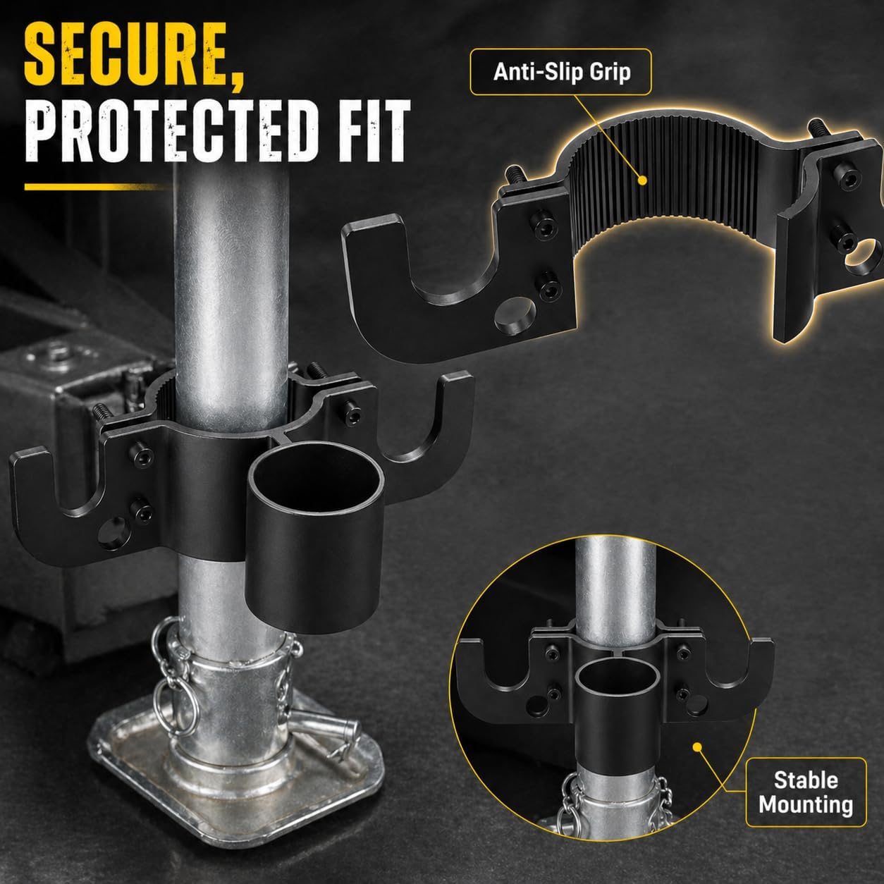Aluminum Trailer Chain Holder with 7 Way Plug Holder Mount,Towing Chain Organizer for 2 in and 2.25 in Tongue Jack Tubes,RV Camper Travel Trailer Accessories