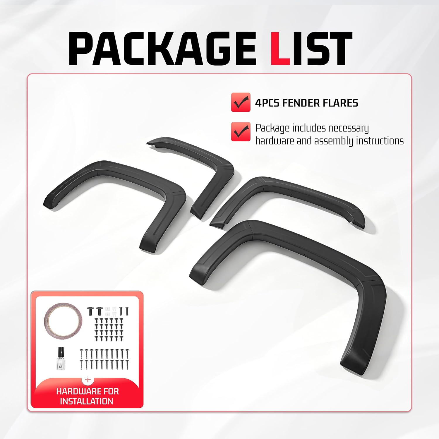 ALMULOO 4Pcs Fender Flares Compatible with 2007-2013 Chevy Chevrolet Silverado 1500 Standard Cab/Extended Cab Wheel Arch Covers Plastic(PP) Textured Black