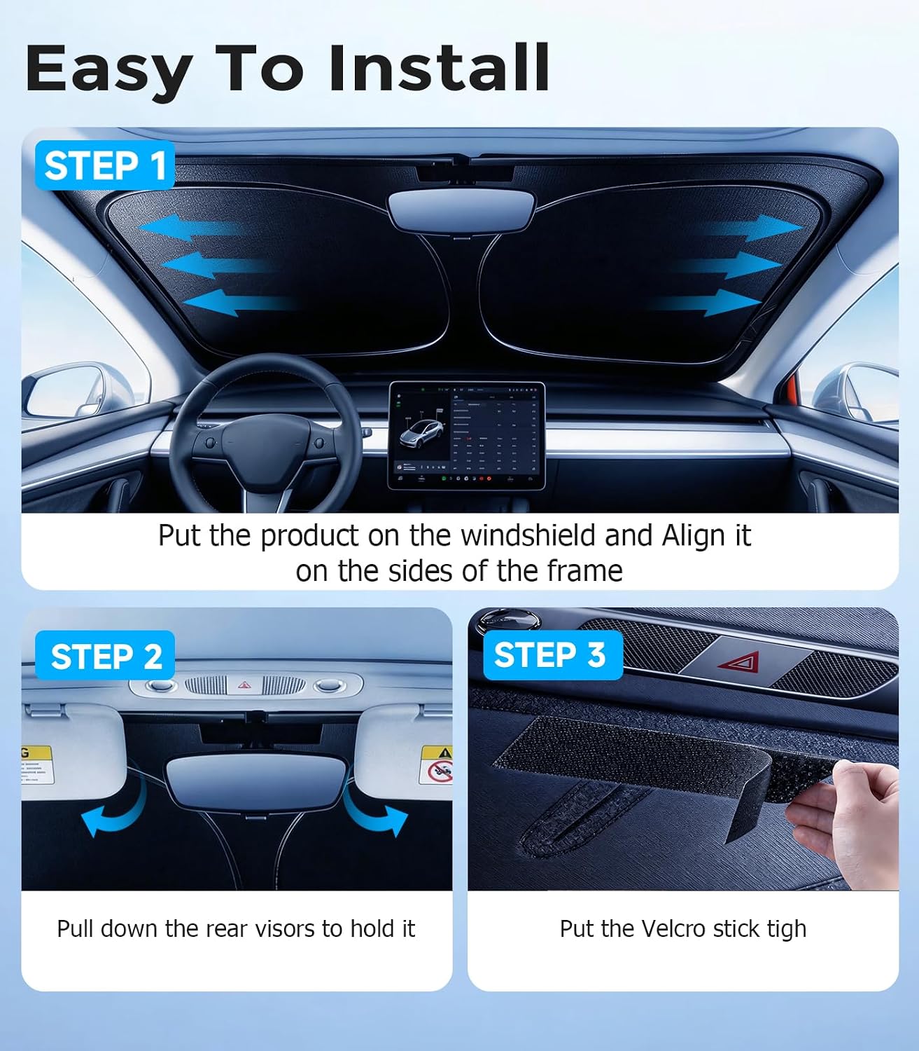 DMJN Front Windshield Sun Shade for Honda Civic (2022-2026), [Nano Ice-Crystal Coatings] UPF50+ Heat & UV Block, Protect Car Interior & Keep Cool, Flodable Steel-Ring Car Cover for Summer