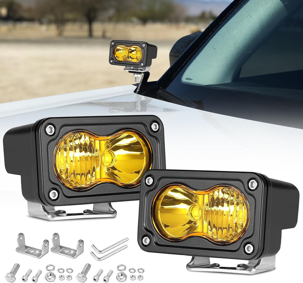 yellow led pods lights, rfroad lighting 3 inch, main product view