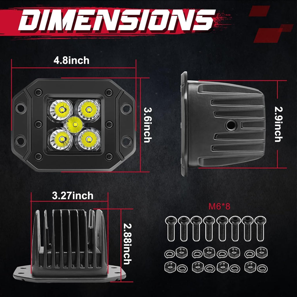offroadtown 5 inch 100w flush mount led cubes shown in use