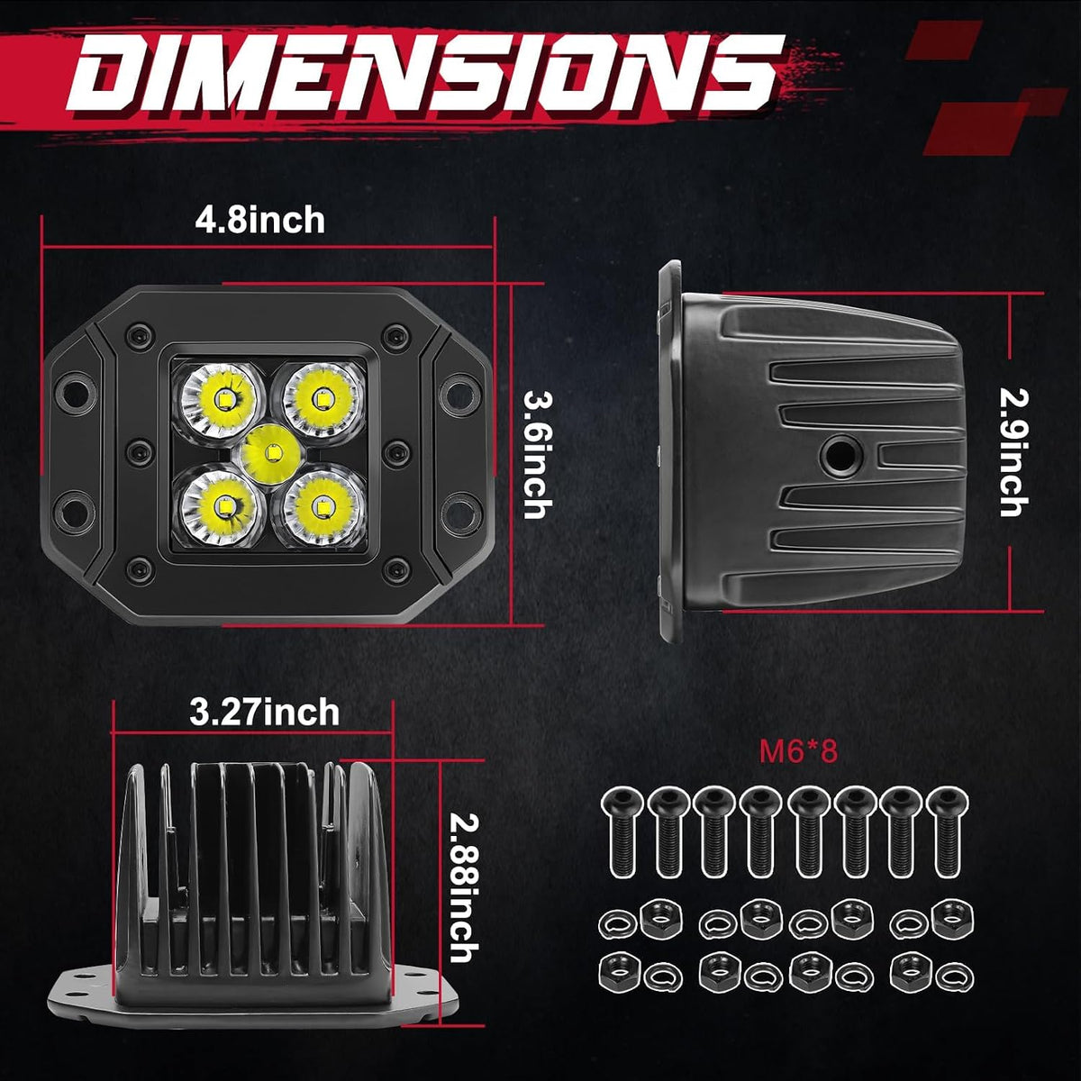 offroadtown 5 inch 100w flush mount led cubes shown in use