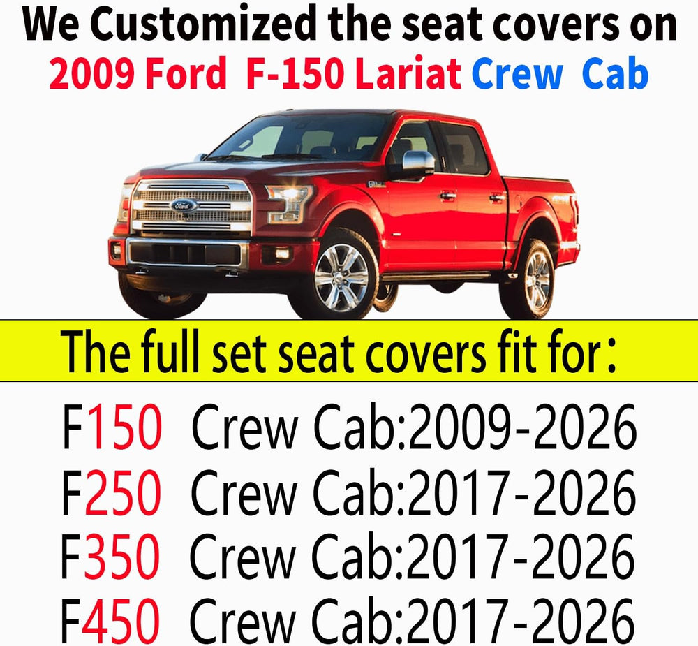 Aierxuan Car Seat Covers for Ford F150 F250 F350 F450 Truck (Black)