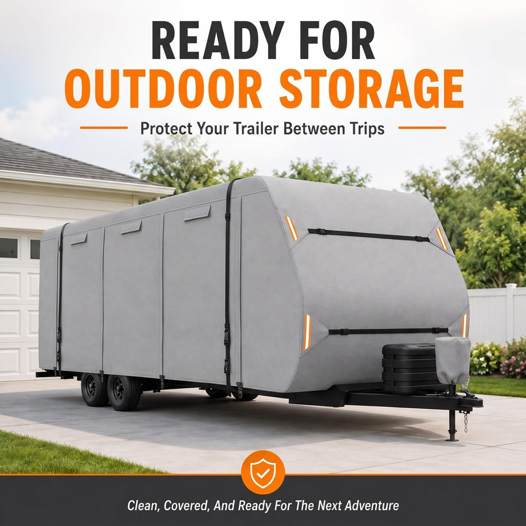 Travel Trailer RV Cover for Cruiser RV MPG 2120RB 2025-2026, Heavy Duty Camper Cover with Windproof Straps, All Weather Outdoor Storage Motorhome Cover