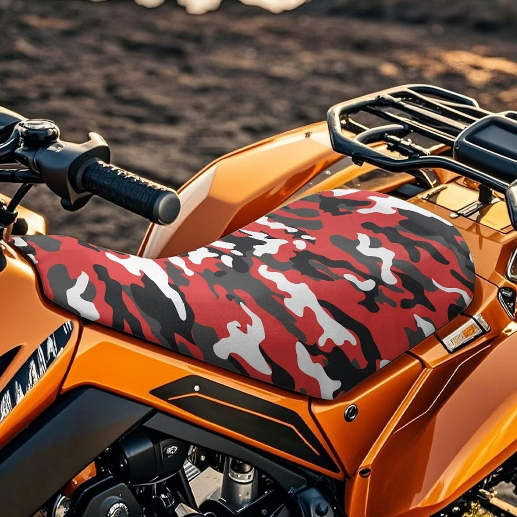 Red Camo ATV Seat Cover Waterproof Universal Fit Most Four-Wheeler Anti-Slip & Tear-Resistant Four Wheeler Seat Cover ATV Accessories, 1 Pack