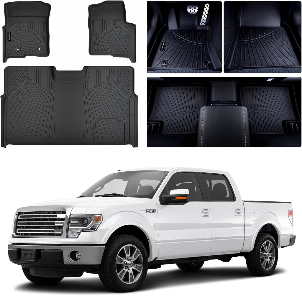 Floor Mats for Ford F-150 SuperCrew Cab 2010-2014, All-Weather Custom Fit