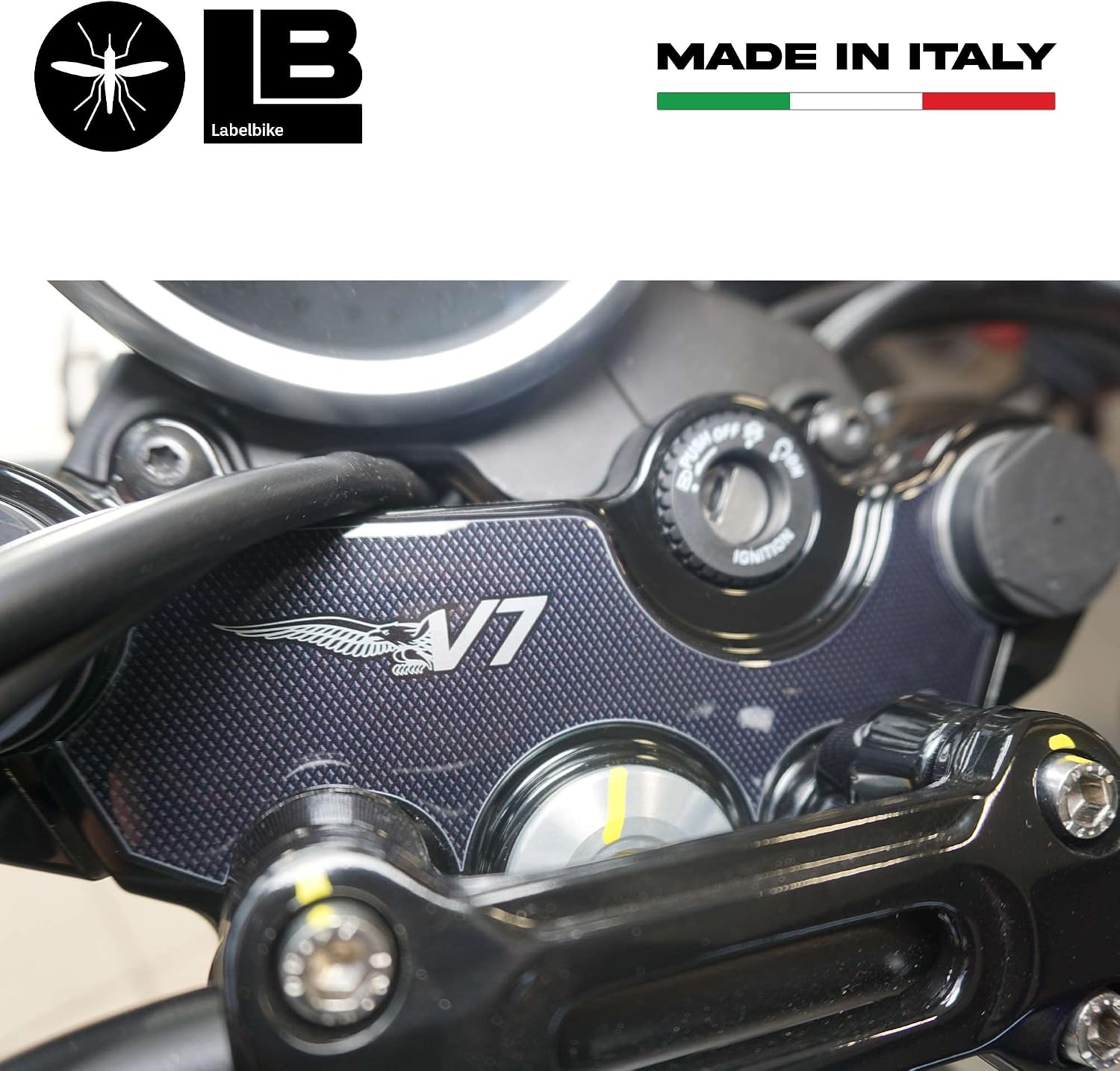 labelbike - 3D Sticker Motorcycle Steering Fork Plate Protection and Decoration in Resin Compatible with Moto Guzzi V7 Stone and Special