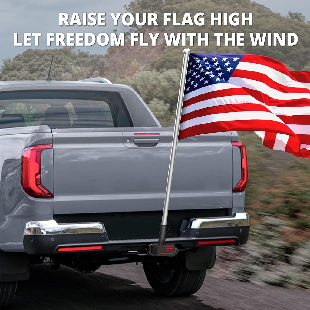Boslla Hitch Flag Pole Holder, Trailer Hitch Flagpole Mount Holder Universal for Standard 2 inch Receivers, Compatible with Truck Jeep Pickup RV SUV (US Patent Design)