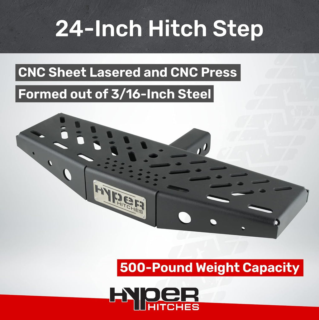 24" Hitch Step Model # HS-24 | Hitch Step | Truck Hitch Step 100% Made in The USA | Rear Bumper Guard Protector | with Built in Stabilizer (2" Receiver)