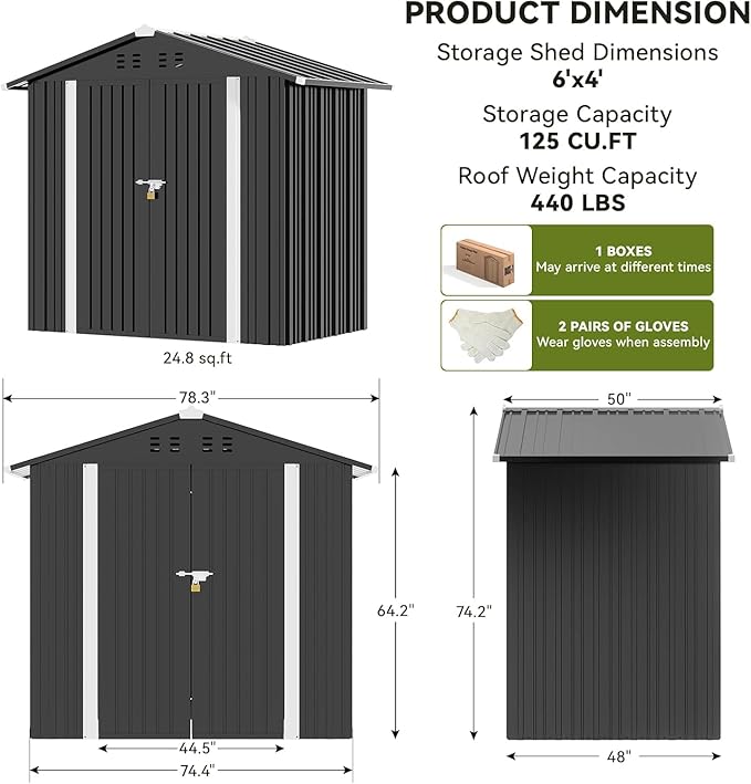 COMHOMA Shed Outdoor Storage Shed Metal, Lockable Doors Tool Sheds - Image 2