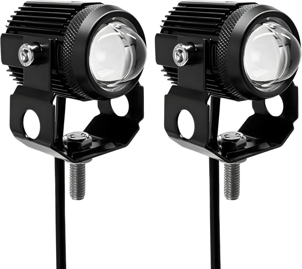 2 PCS Motorcycle LED Driving Fog Lights, 15W LED Pods Projector Lights High Low Beam Auxiliary Spotlight, 12-80V 2000 Lumens Headlights Fog Lamps for Motorcycles ATVs UTVs