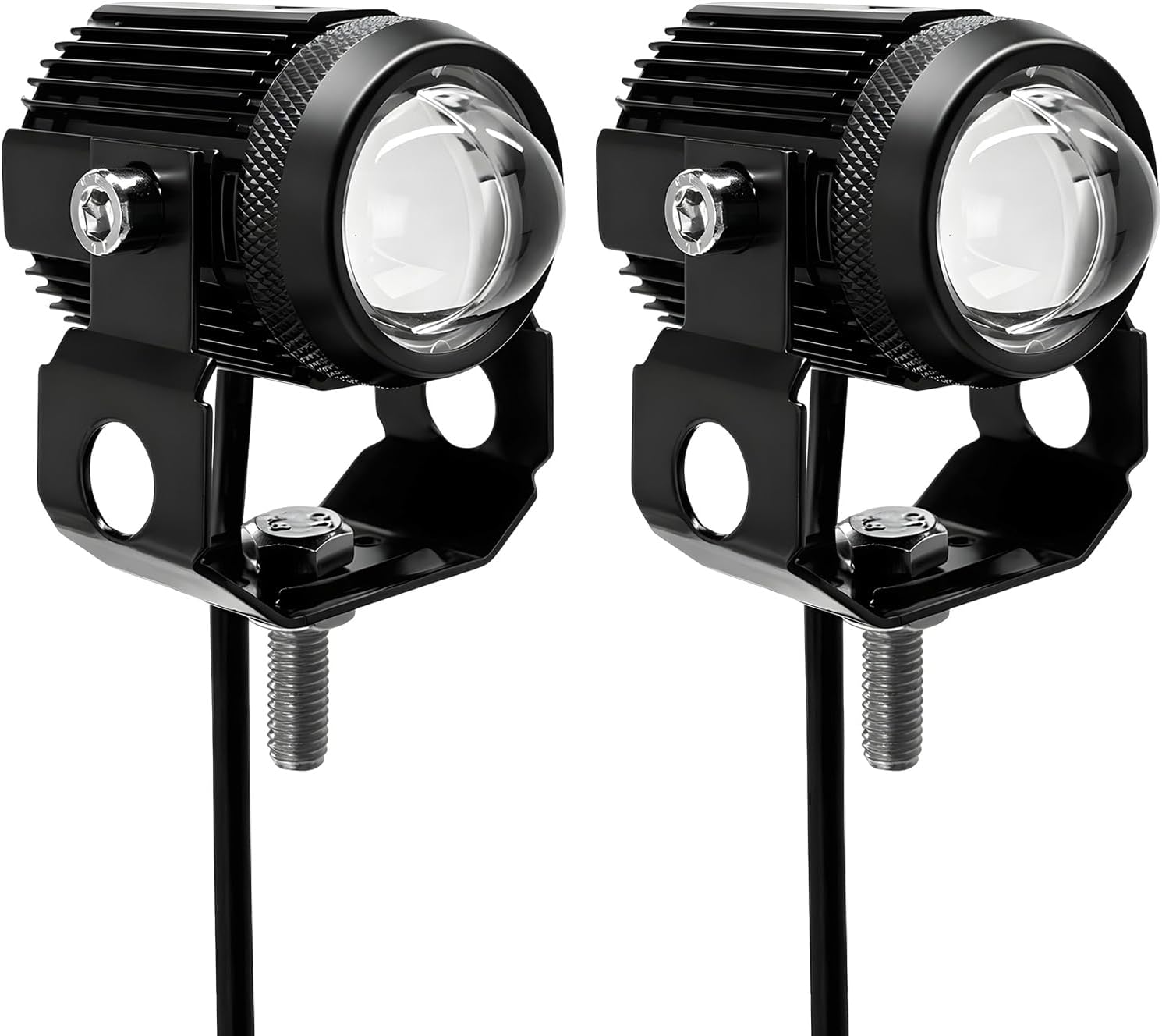 2 PCS Motorcycle LED Driving Fog Lights, 15W LED Pods Projector Lights High Low Beam Auxiliary Spotlight, 12-80V 2000 Lumens Headlights Fog Lamps for Motorcycles ATVs UTVs