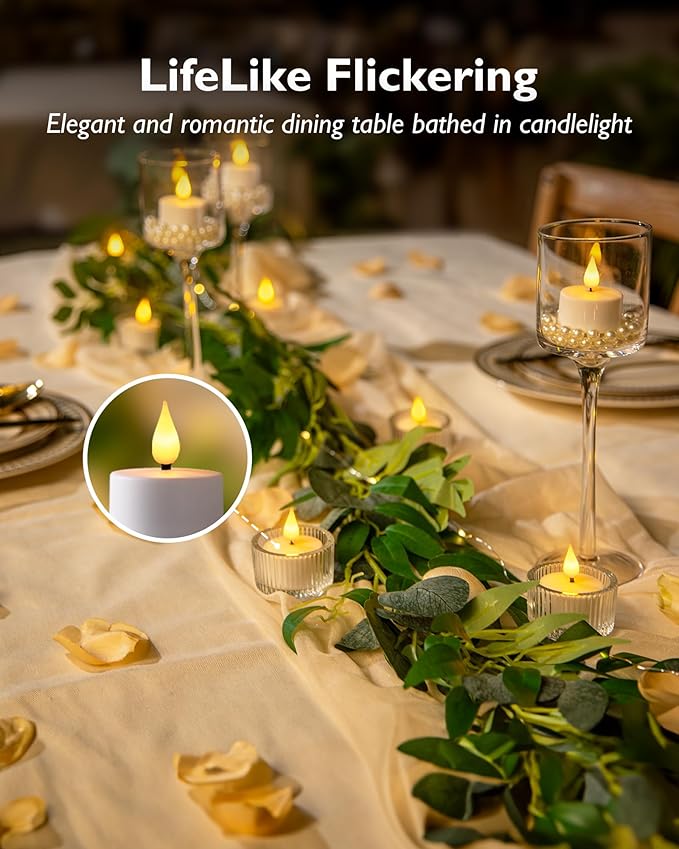 Homemory Rechargeable Tea Lights Flameless Candles with Remote Timer, Battery...