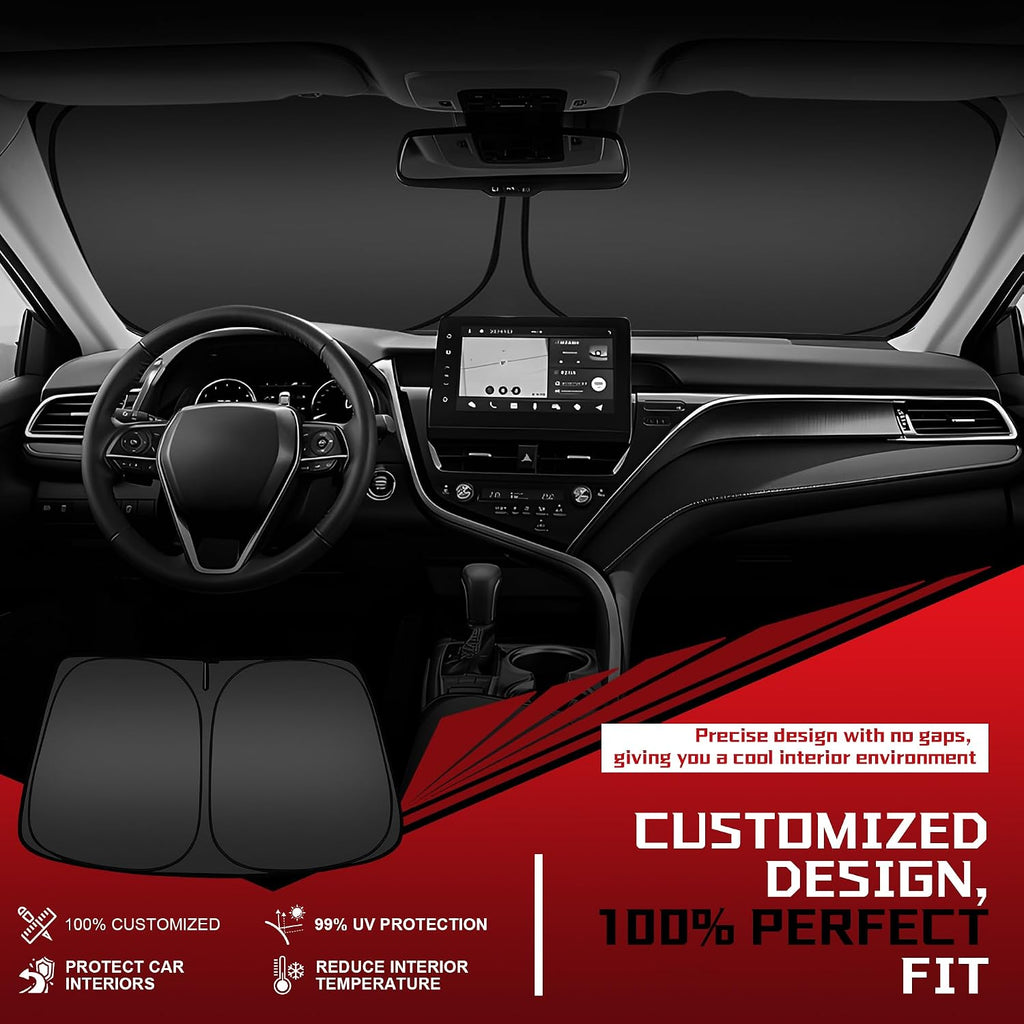 Windshield Sun Shade for Toyota RAV4 2019-2025 2026 RAV-4 SUV Foldable Sun Sunshade for Car Front Window Blocks UV Rays and Heat Automotive Interior Protector Custom Fit Accessories