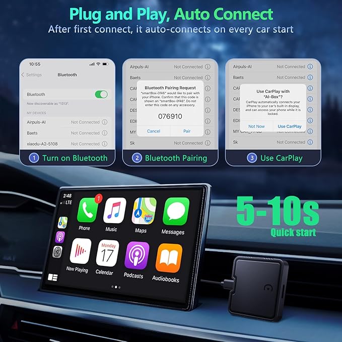 Wireless Carplay Adapter with Netflix YouTube TF Card Plug & Play, Wireless AI - Image 6