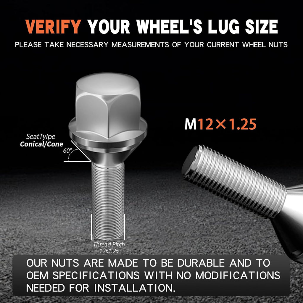20pcs Wheel Lug Bolts M12x1.25 for 2014-2022 Jeep Cherokee, Upgrade 19mm Hex Length 28mm, Replace# 611-005 Compatible with Dodge Dart, Compass, Renegade, Chrysler