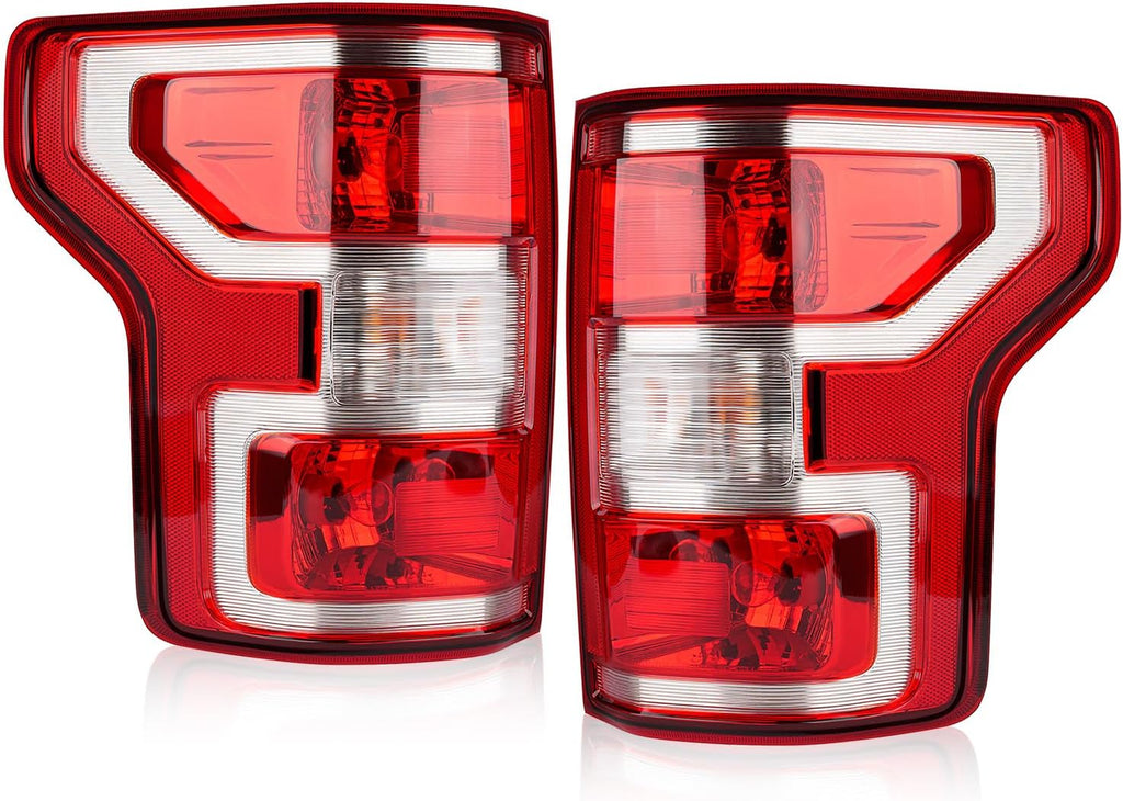 OKLPF Rear Brake Tail Light Compatible With 2018 2019 2020 Ford F150 F-150 Replace JL3Z-13404-H JL3Z-13405-H,Replace Red Taillight Assembly,Included Bulbs and Harness,Driver and Passenger Side