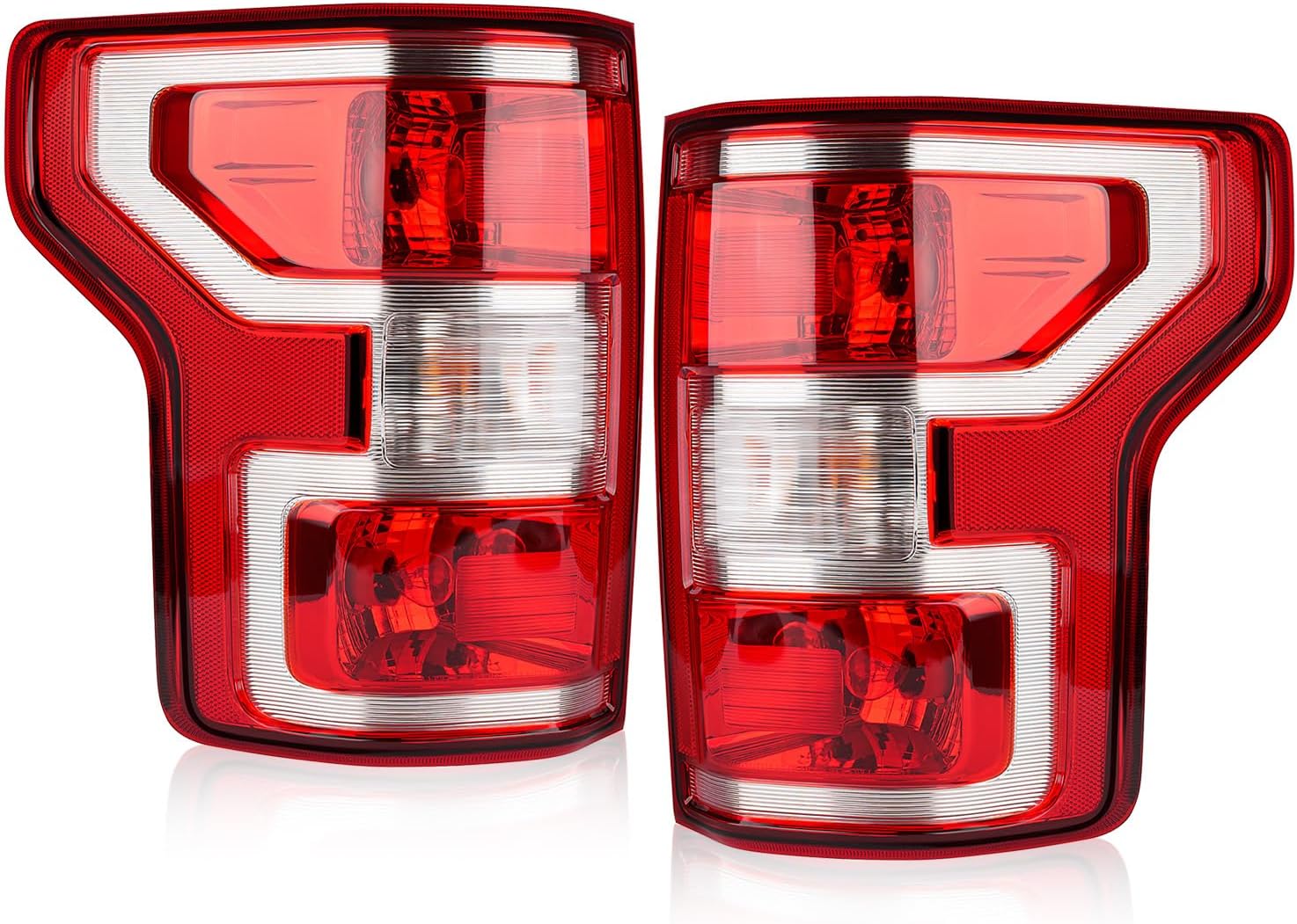 OKLPF Rear Brake Tail Light Compatible With 2018 2019 2020 Ford F150 F-150 Replace JL3Z-13404-H JL3Z-13405-H,Replace Red Taillight Assembly,Included Bulbs and Harness,Driver and Passenger Side