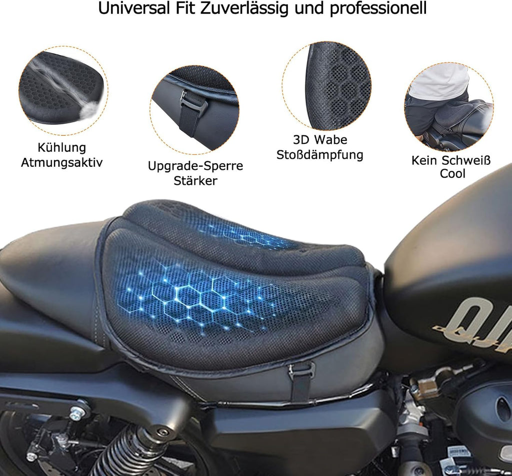 Motorcycle Seat Cushion Gel Pad Foldable Soft Seats with Pressure Relief Pads for Motorcycles Breathable and Shock for Long Rides Seat Cushion Motorcycle Accessories