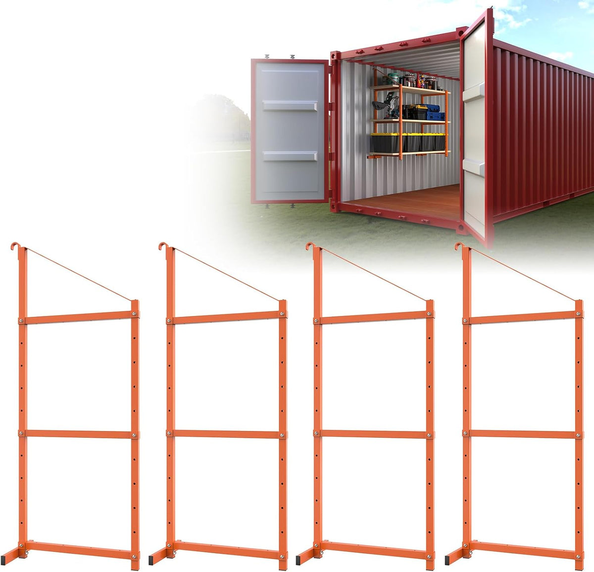shipping container shelving bracket adjustable (4 pack, orange), main product view