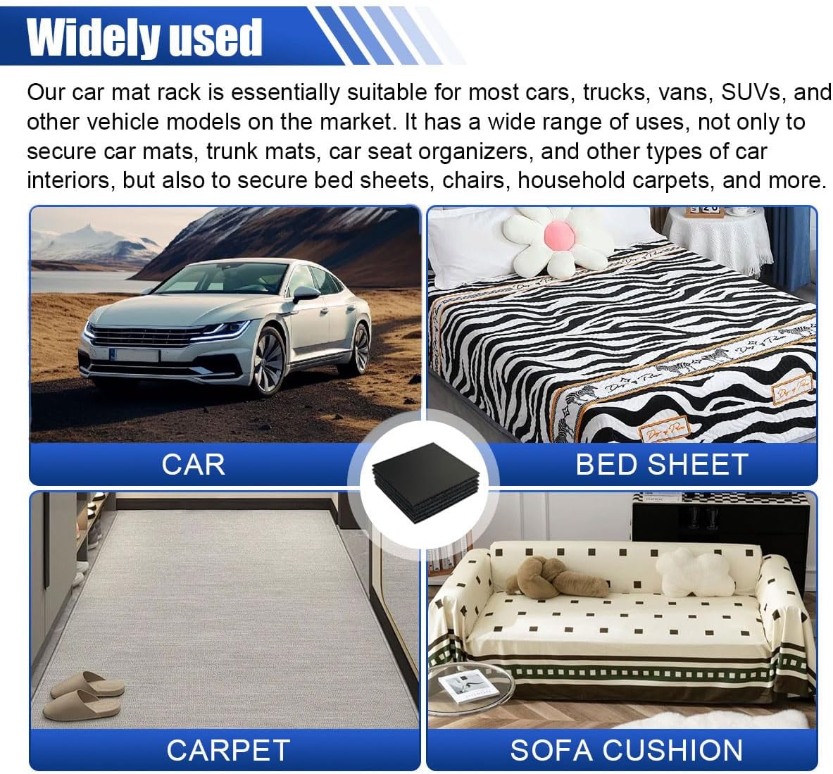 Car Floor Mat Retainer, Vehicle Non-Slip Foot Pad Fixing Fasteners, Universal Automotive Hook and Loop Strips Accessories with Double Sided Adhesive for Carpet, Seat Cushion (20PCS)