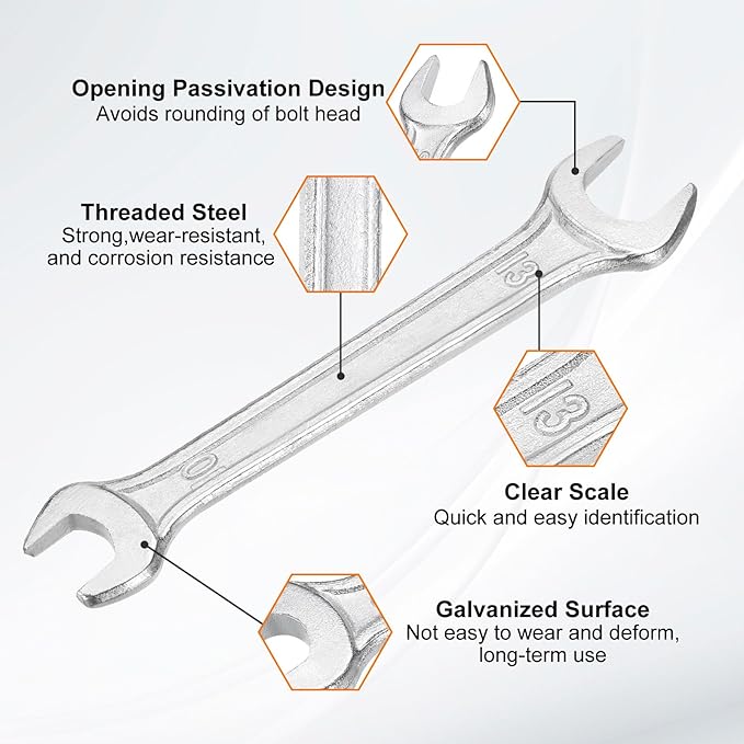 HARFINGTON 5pcs Double Open End Wrench 10mm x 12mm Metric 15 Degree Offset - Image 4